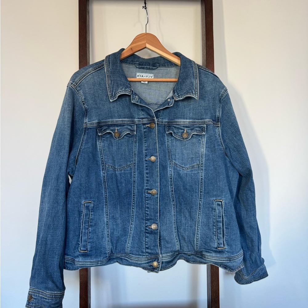 Ava & Viv Classic Blue Jean Jacket, EUC, Women's Plus Size, 2X